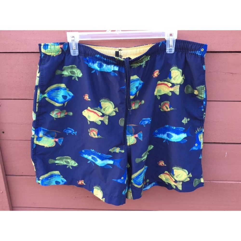 Vintage Nautica Swim Trunks With Fishes